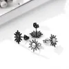 Stud Earrings Starlord Custom Text Stainless Steel Jewelry Sun Ray Shape Silver/Black Plated Gift For Women Men PSE4954