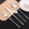 Dinnerware Sets 24Pcs Luxury Cutlery Knives Forks Teaspoons Tableware Stainless Steel Silverware Kitchen Flatware Mirror Tablespoons