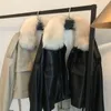 Giacche Chic Autunno Inverno Staccabile Collo in pelliccia di visone sintetico Giubbotto bomber in PU più Trench spesso in velluto Giacca con cerniera in ecopelle