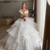 Party Dresses 2023 White/Ivory Ball Gown Long Wedding Dress Off The Shoulder Bride Dresses Princess Tiered Sequins Tulle Vestidos de Noiva T230502