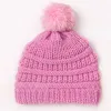 Ins Baby Hut Designer Kinder gestrickte Mützenkappen mit Haarball Winter warmes Kleinkind verdicken Hüte Junge Mädchen Kopfbedeckung in festen Farben für 1-2t