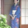 Vêtements ethniques japonais Sexy Kimono Cardigan femmes avec blanc Obi imprimé Yukata Haori Pographie Geisha Cosplay Robe scène spectacle Costume