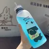 Tasses 1000 ml Kawaii Bouteille d'eau en plastique la plus mignonne Ours panda givré avec couvercle et paille Bouteille de dessin animé LeakProof Drinks Protein Shaker Z0420
