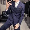 Ternos masculinos de alta qualidade de trespassada listrada para homens roupas vestidos de noiva de vestidos de noiva vestir calças de blazer casual blazer