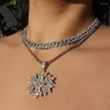 Choker Gold Silver Color Snowflake Pendant Necklace 5mm Tennis Micro Pave Iced Out Cubic Zirconia Hip Hop Fashion Jewelry