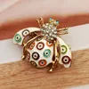 Brooches Amazing Round Circle Pattern White Enamel Honey Bee Pin Brooch Lovely Insect Collection Gift Jewelry For Birthday Themed Party