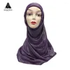 Halsdukar 1 st bomull skimmer vanlig kvinnor halsduk vinter muslimska hijab mode sjalar glitter elegant bandana wraps