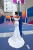 Partykleider mit Charme weg von der Schulter Mermaid Brautkleider 2023 mit abnehmbarem Zug Luxus White Satin Brautkleider Vestido Günstige T230502