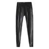 Mulheres Leggings Mulheres Fleece Matte Pu Couro