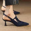 Sandales Mode Chaussures D'été Escarpins De Luxe Femmes Talons Aiguilles Sexy Dames En Cuir Haute Designer Bouts Pointus Bleu