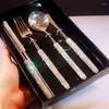 Dinnerware Sets Diamond Cutlery Set Stainless Steel Household Tableware Western Steak Tool Knife Fork Spoon Dining Table