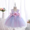 Vestidos de niña Ropa para niños Ropa para niños Boda 1er cumpleaños para bebé Princesa Pettiskirt Encaje Formal Fiesta recién nacido Flor E22486