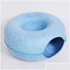 Cat Toys Donut Tunnel Bed Pets House Natural Felt Pet Cave Round Wool For Small Dogs Interactive Play Toycat Drop Delivery Home Gard Dhf7G