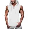 Men's Tank Tops Mens Workout Hoodie Sleeveless Vest Muscle Gym Fitness Bodybuilding