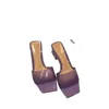 Slippers Clear Crystal Heel Nude Square Open Toe Female Pumps Simple Sandals Slip On Shallow Women Mules Femme