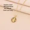 Pendant Necklaces Bohemia Colorful Zircon Oval Virgin Mary For Women Retro Style Stainless Steel Female Neck Chain Jewelry