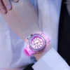 Zegarek na rękę Luminous Watch Rhinestone LED Flash Para silikonowe zegarki dla kobiet i mężczyzn kwarcowy zegarek sportowy