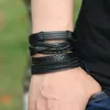 Bracelet Jessingshow fait à la main ethnique Tribal Wrap Bracelet à breloques 12 pcs/lot hommes femmes noir Punk Style cuir bracelets 2023