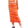 Jupes été femmes mode Boho plage jupe florale femme Style décontracté Orange fête de vacances Streetwear taille haute Midi