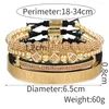 Strand 4st/Set Luxury Men Armband Set Homme Blue Zircon Crown Ball Charms Classic Roman Normals Bangle