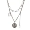 Ketten S925 Sterling Silber Halskette für FrauenRetro Englischer Buchstabe T-förmiger doppellagiger einfacher Schmuck Großhandel