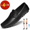 Comodi mocassini da uomo / 4 cm scarpe da ginnastica da uomo Sneakers da uomo in vera pelle morbida marrone nero scarpe basse da uomo in altezza