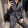 Ternos masculinos de alta qualidade de trespassada listrada para homens roupas vestidos de noiva de vestidos de noiva vestir calças de blazer casual blazer