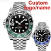 Armbandsur Anpassade automatiska herrar GMT Jubilee -armband Roterande Bezel Aluminium Insert Sapphire Glass 9 kl. Crown 40mm G230502