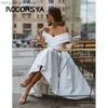 Платья для вечеринок Roddrsya Короткие атласные свадебные платья A-Line Cross Bridal Hown Simple Vintage Trace Up Tea Tea Tea