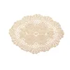 Table Mats Pottery Chargers Handmade Crochet Flower Placemat Pure Cotton Weaving Nostalgic Retro Shooting Props Oval Decorative Mat