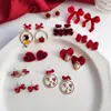 Boucles d'oreilles à tige 2023 année du tigre S925 argent aiguille tempérament chinois rouge amour arc oreille femme vente en gros