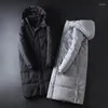 Męskie Down 2023 Winter Men Fashion Fashed Coat X-Long Jacket Classic Grusten 90% White Duck