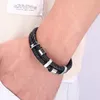 Charm Bracelets Fashion Double Genuine Leather Woven Bracelet Mens Jewellery Stainless Steel Magnet Buckle Male Wholesale SP1358