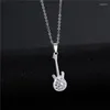 Pendant Necklaces Dainty Full Crystal Musical Violin Necklace Stainless Steel Chain Music Fashion Jewelry Gifts For Women Girls Graduation