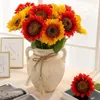 Decoratieve bloemen 1 pc kunstmatige zonnebloem zijden nepbloem diy bruiloft boeketten centerpieces arrangementen feest huisdecoratie