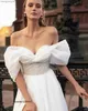 Party Dresses Off the Shoulder Sweetheart pärlor ogräsande klänningar sidoslits Boho Beach Bridal Grown Organza Formal Bridal Grown T230502