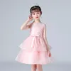 Girl Dresses Summer White Pink Blue Lace Kids Junior Princess Flower Girls Dress Birthday Wedding Party Gown For 3-12 Year Old