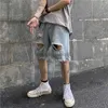 Mäns shorts rippade denimshorts för män Summer ins mode fempunkt byxor vintage jeans streetwear manliga byxor avslappnade bottnar plus storlek T230502