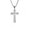 Kedjor Trend Men's Personality Titanium Steel Three Layer Two-Color Rostlöst Cross Pendant Halsbandsmycken