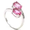 Bagues en grappe 15x12mm Jazaz luxe 2.4g créé rose Kunzite tourmaline naturelle CZ femmes mariage réel 925 argent massif