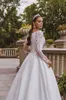 Платья для вечеринок Smileven Satin Princess Wedding Dresslong рукав с кружевным платье невесты Rope de Mariage Boho Style Custom Made T230502