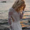 Party Dresses Beach Bohemian Wedding Dresses V Neck Long Sleeves Lace Appliques Dream Bridal Gowns Boho A Line Princess Gowns Plus Size T230502