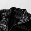 Mäns jackor Mens Läderjacka 2023 PU Motorcykeldräkt Velvet Male Coat Fashion Brodery Moto Biker varm överrock