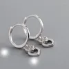 Hoop Earrings 925 Silver Round Circle Gold Color Lock Heart Cubic Zirconia Dangle Dazzling Brinco Oorbellen Fashion 2023