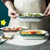Bols japonais créatif Sushi assiette rectangulaire longue maison à manger Pot en céramique ensemble de vaisselle cuisine ornement belle