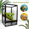 Terrariums reptielen fokkist aluminium legering voedingcontainer voor spin hagedis kikker cricket schildpad apart opening ontwerp aan de zijkant