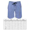 Heren shorts Nadical Blue and White Board Trenky Vertical Stripes Gedrukte strand mannelijke trekkoord grappige zwembroek 3xlmen's