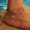 Anklets Kotik Bohemian Färgglada pärlor för kvinnor Guldfärg Summer Ocean Beach Shell Ankel Armband Fotben smycken