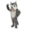 Costume de mascotte de fête de chien Husky gris en mousse déguisement de noël Costume de mascotte de fille d'halloween