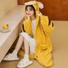 Dames slaapkleding Winterpyjama voor vrouwen Lange gewaad Lounge Warme donzige comfortabele zachte dikke meisjes Dorms Kleding Kawaii Pyjama Bathrobe